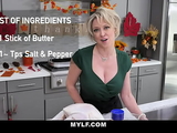Blonde stepMom Lets StepSon Stuff Her Turkey